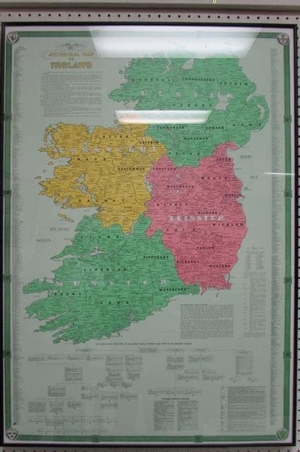 Framed Ancestral Map Of Ireland 40 X 28 Lot 189