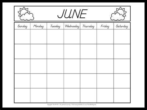 Free June Calendar Printables The Art Kit