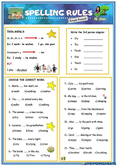 Simple Present Spelling Rules Worksheet