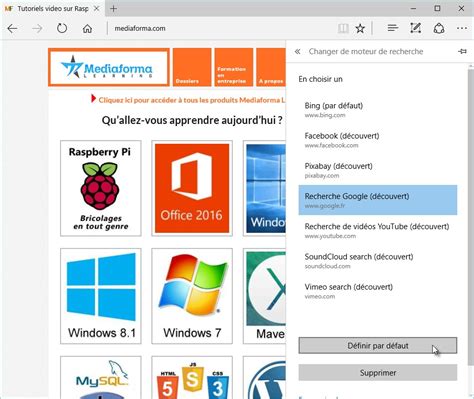 Windows Changer le moteur de recherche par défaut dans Microsoft