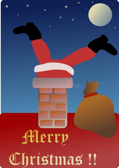 Santa Claus Falling In The Chimney Stock Vector Illustration Of Home