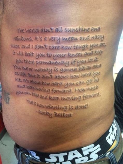 Rocky Balboa Quote Tattoo Rib Tattoo Men With Tattoos Script