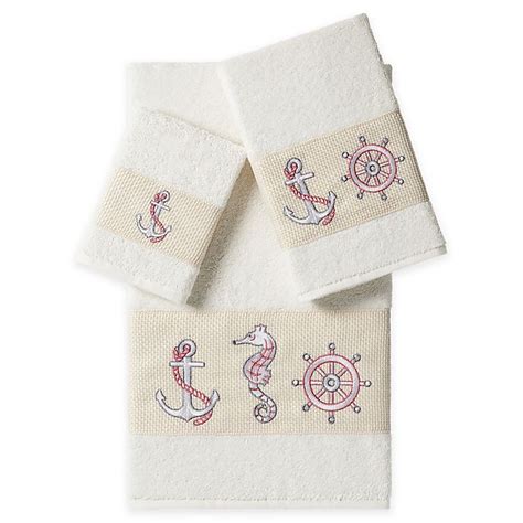 Linum Home Textiles Easton 3 Piece Embellished Bath Towel Set Bed