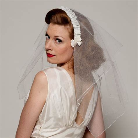 Vintage 1950s White Ribbon Veil Bridal Blusher 1960s Bow Etsy