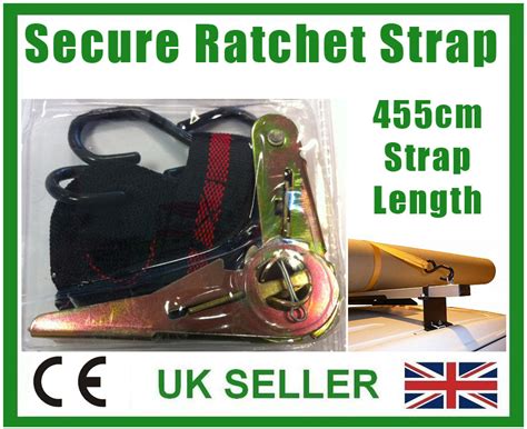 Secure Ratchet Strap 455cm Length 455m Tie Down For Roof Racks Ebay