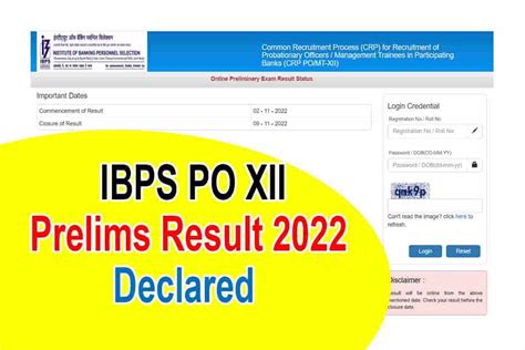 Ibps Po Xii Prelims Result 2022 Declared At Direct Link Here