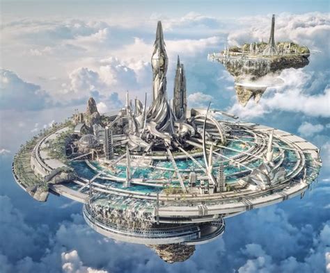 Futuristic Castle Fantasy City Sci Fi Concept Art Futuristic