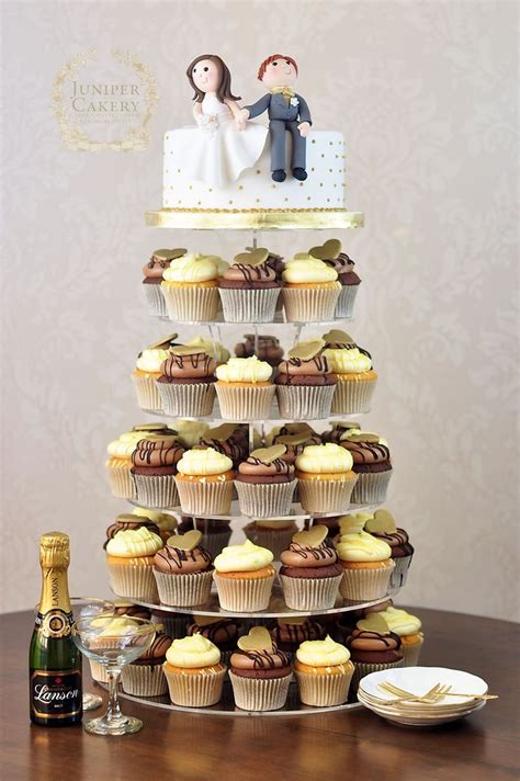 Fun Wedding Cupcake Tower With Bride And Groom Cupcake Tower Wedding
