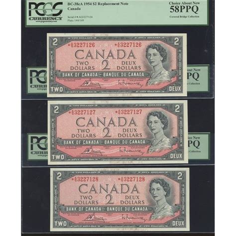 Bank Of Canada 2 1954 Ag 5 X Consecutive Geoffrey Bell Auctions