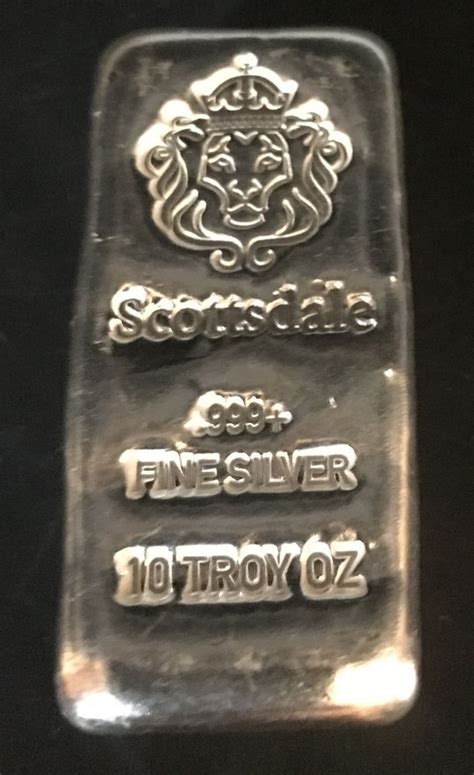 Scottsdale Mint 10 Troy Oz 999 Fine Silver Bar Silver Bars Fine