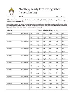 Monthly Fire Extinguisher Inspection Form Template Excel Fill And Sign Printable