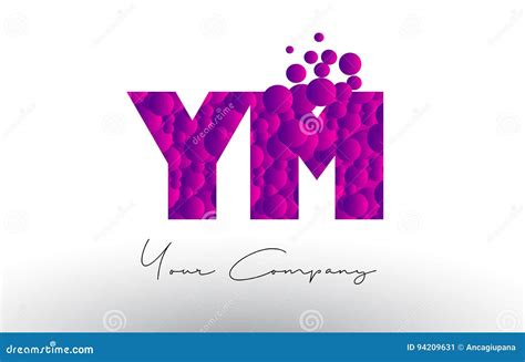 ym y m dots letter logo with purple bubbles texture stock vector illustration of alphabet