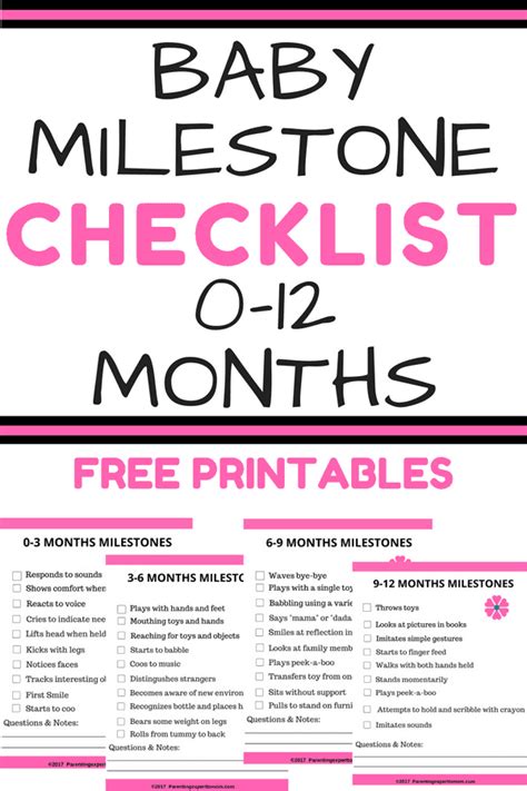 Printable Baby Milestone Checklist