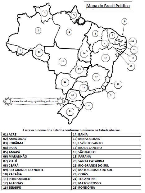 Estados Do Brasil Para Completar Atividades Com Mapas Mapa Geografia
