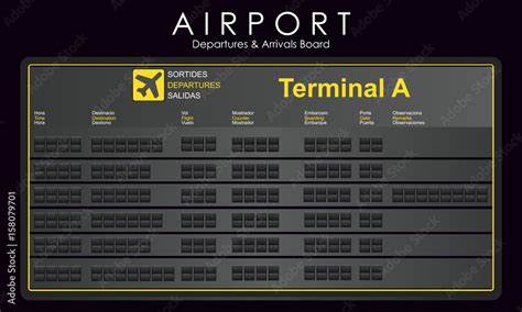 Blank Mockup Scoreboard Airport Departures And Arrivals Board Vector