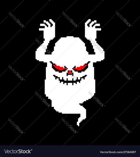 Ghost Pixel Art For Halloween 8 Bit Phantom Vector Image
