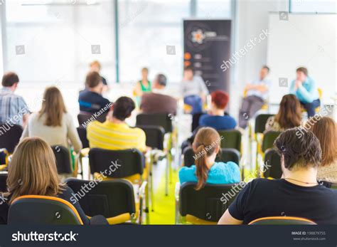 Round Table Discussion Business Convention Presentation Stock Photo