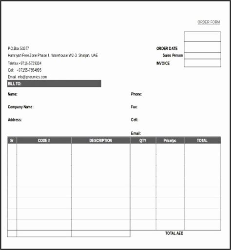 10 Sales Order Form Template Excel Sampletemplatess Sampletemplatess
