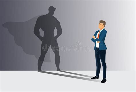 Businessman With His Shadow Of Superhero On The Wall Concept Of