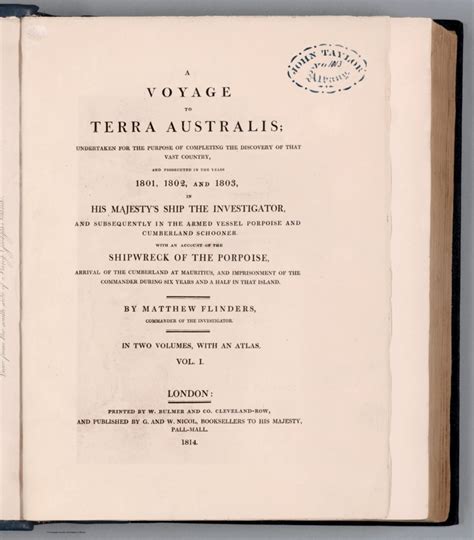 Title Page To Volume I A Voyage To Terra Australis Undertaken For