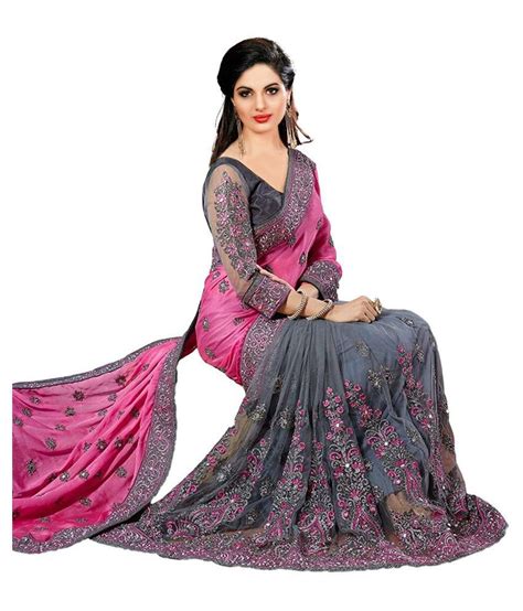 meera fashion pink satin saree buy meera fashion pink satin saree online at low price