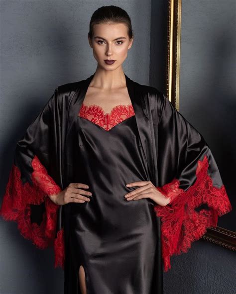 Pin By Rachel Satin On Satin Night Gown Classy Gowns Black Silk Robe