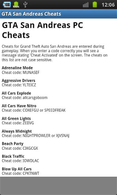 GTA San Andreas Cheats for Android Free Download - 9Apps