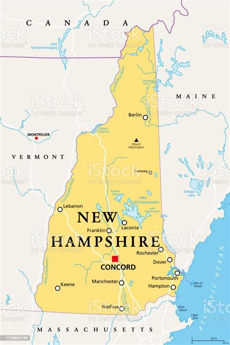 New Hampshire Nh Political Map The Granite State Stock Illustration