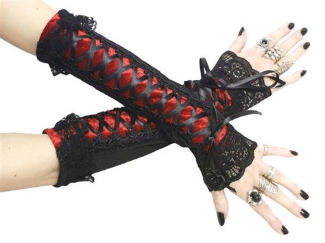 Gothic Fingerless Gloves Arm Warmers Formal Gloves Burlesque Etsy