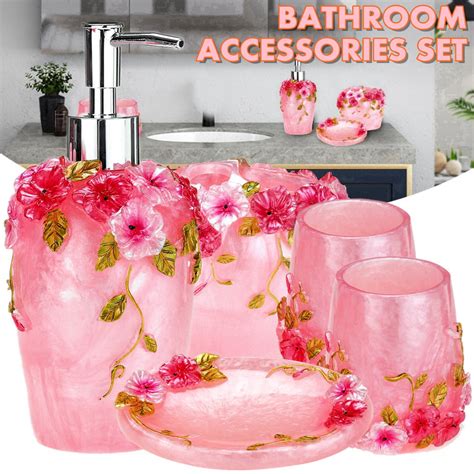 Bathroom Accessories Set Pink Everything Bathroom