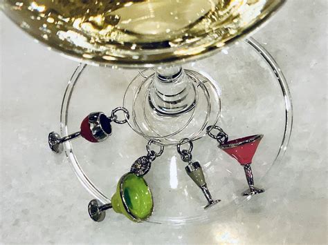 Elegant Wine Glass Charms Set Of Boozy Charms