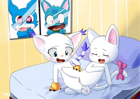 Rule 34 Anthro Bandai Bed Being Watched Blue Eyes Blue Fur Blush