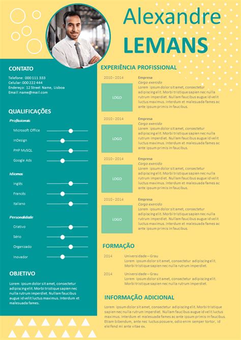 El currículum vitae es una relación ordenada de los datos académicos, de formación y profesionales de una persona. Modelo de currículo Eficiência para Baixar : Grátis