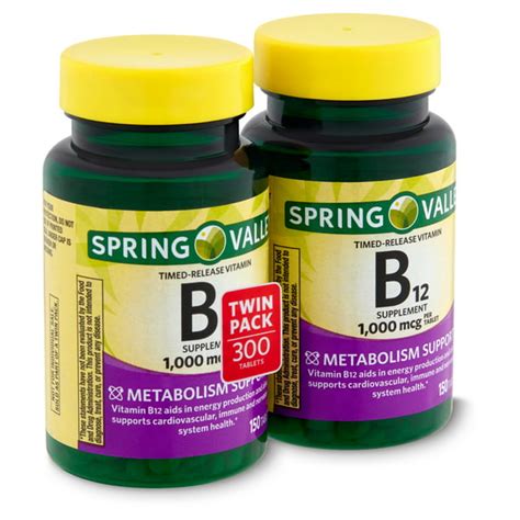 Spring Valley Timed Release Vitamin B12 Supplement Twin Pack 1000 Mcg