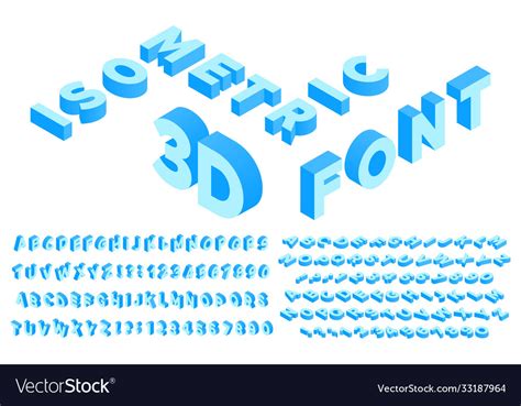 Isometric 3d Font Perspective Alphabet Lettering Vector Image