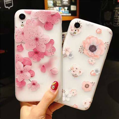 Floral Pink Cherry Blossom Mobile Phone Case For Iphone Xs Max Xr 7