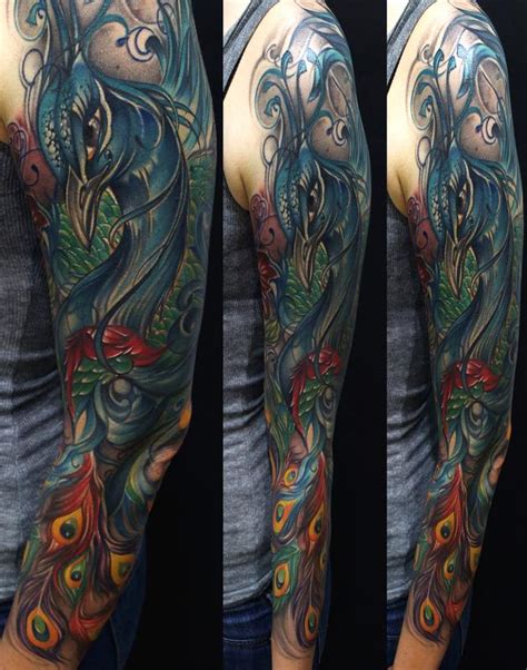 Peacock Sleeve Color Tattoo By Mike Demasi Tattoonow