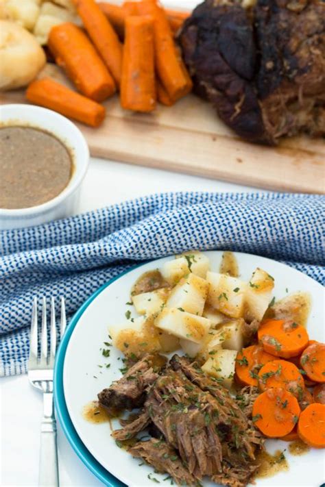 If the potatoes and carrots need more cooking, take the beef out after 1 hr and place potato and carrots at the bottom shelf of the oven until thoroughly cooked. Slow Cooker Roast Beef, Potatoes, & Carrots - No Diets Allowed