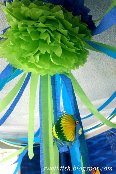 Use bubble hanging decorations around the vbs classroom and sea turtle floor decals on the floor. The Swell Dish: Ocean Nautical/Under the Sea Party Room Decor