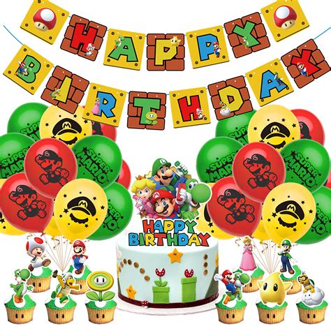 Buy Super Mario Birthday Party Supplies Mario Bros Party Decorations Set With Mario Happy