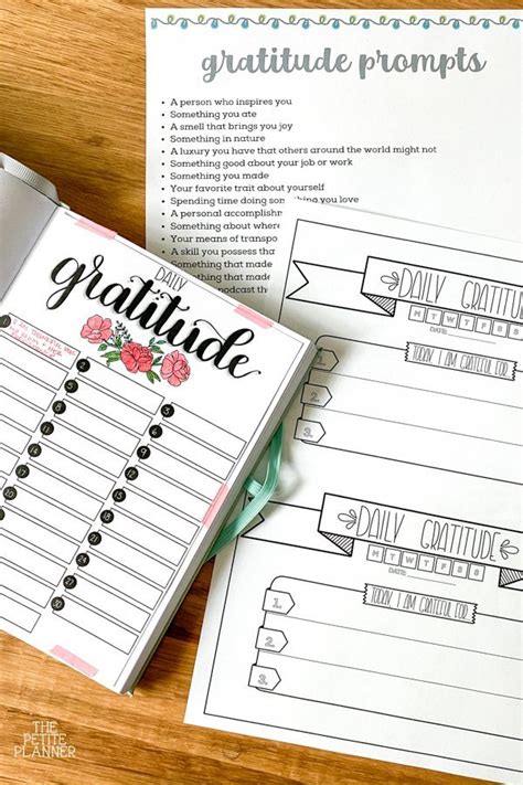 Daily Gratitude Journal Prompts Free Printables ⋆ The Petite Planner