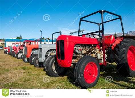 Old Vintage Tractors On A Field Editorial Photo Image Of Machine