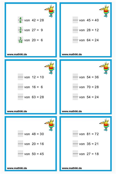 Arbeitsblatter mathematik bruche 6 klasse. Bruchteile von Größen (II) - (Klasse 5/6) - Berechne den Anteil vom jeweiligen Ganzen. #Bruch # ...