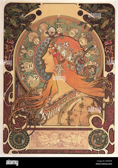Zodiac 1896 Art Nouveau By Alphonse Mucha Stock Photo Alamy