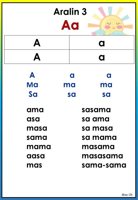 Unang Hakbang Sa Pagbasa Aralin 3 Pagpapantig Ng Mga Salita Otosection