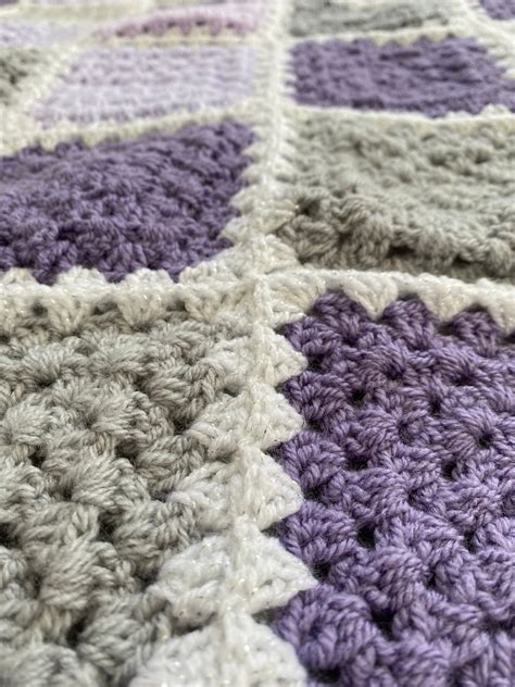 Purple Crochet Baby Blanket Set Etsy