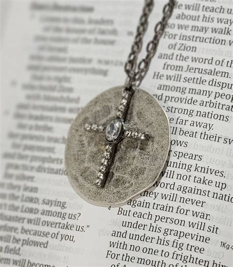 Cross Necklace Silver Faith Medallion 30 Inch Necklace For Etsy
