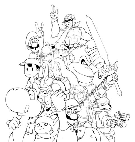 Super Smash Bros Coloring Pages Sketch Coloring Page Smash Bros