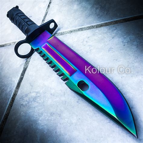13 Cs Go Tactical Fixed Blade Hunting Knife Bayonet Bowie Rainbow Fade