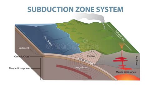 Illustration Of Subduction Zone Diagram Stock Illustration